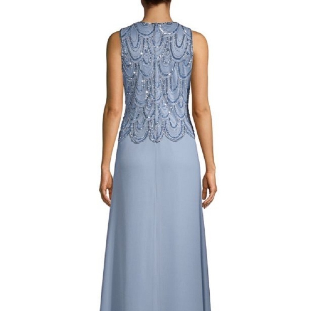 NWT J Kara Sleeveless Evening Gown Dusty Blue/Silver  Size 16 - Picture 2 of 14